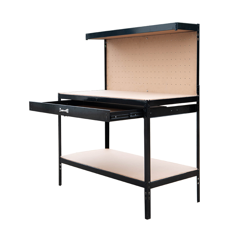 Black Storage Tool Steel Frame Workshop workbench with drawer